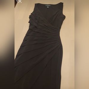 EUC Lauren Ralph Lauren Flattering Faux Layered Look Black Dress